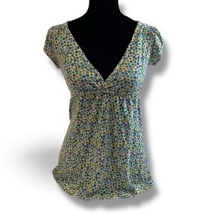y2k wet seal green floral baby doll top size small